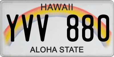 HI license plate YVV880