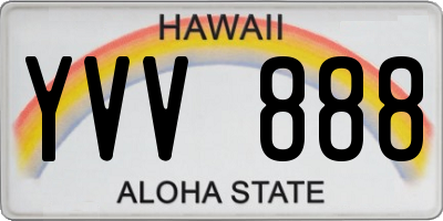 HI license plate YVV888