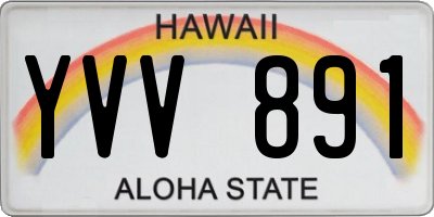 HI license plate YVV891