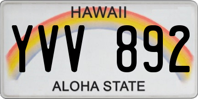 HI license plate YVV892