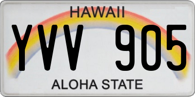 HI license plate YVV905