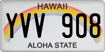 HI license plate YVV908
