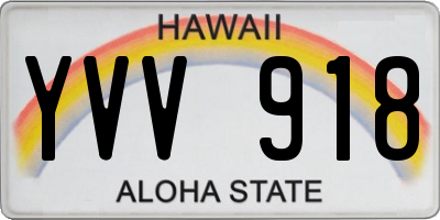 HI license plate YVV918