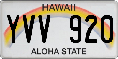 HI license plate YVV920