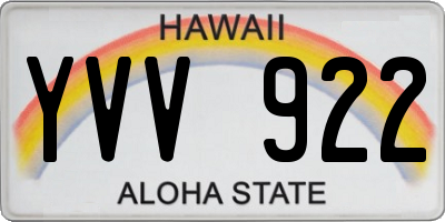 HI license plate YVV922