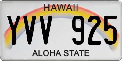 HI license plate YVV925