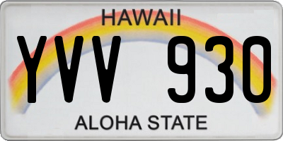 HI license plate YVV930