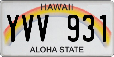 HI license plate YVV931