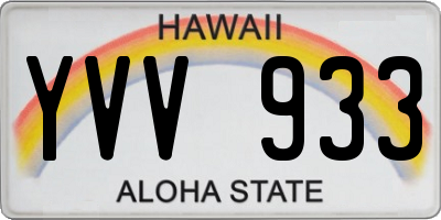 HI license plate YVV933