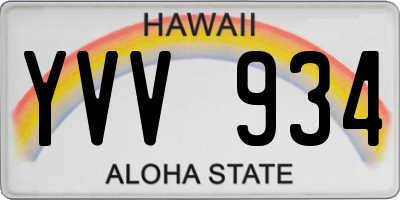 HI license plate YVV934