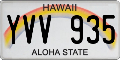 HI license plate YVV935