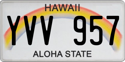 HI license plate YVV957