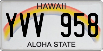 HI license plate YVV958
