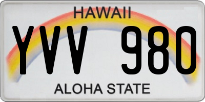 HI license plate YVV980
