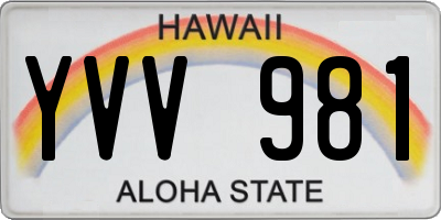HI license plate YVV981