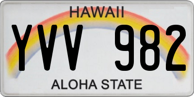 HI license plate YVV982