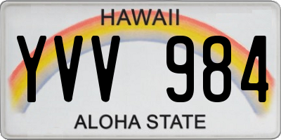 HI license plate YVV984