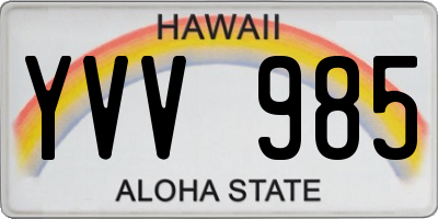 HI license plate YVV985