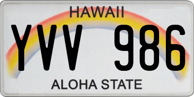 HI license plate YVV986