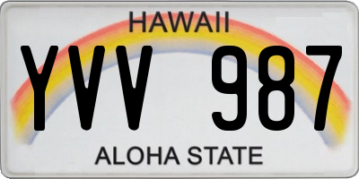 HI license plate YVV987