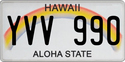 HI license plate YVV990