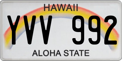 HI license plate YVV992