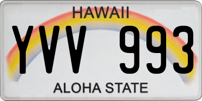 HI license plate YVV993