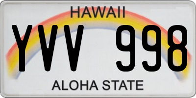 HI license plate YVV998