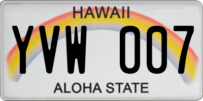 HI license plate YVW007
