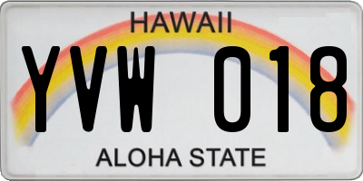 HI license plate YVW018