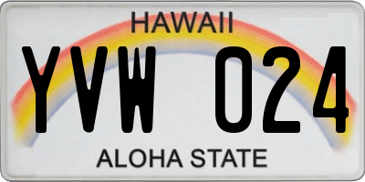 HI license plate YVW024
