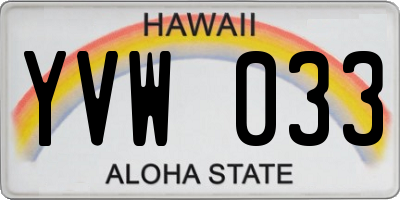 HI license plate YVW033
