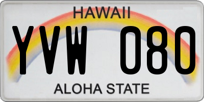 HI license plate YVW080