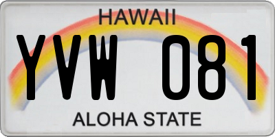 HI license plate YVW081