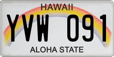 HI license plate YVW091