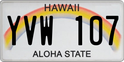 HI license plate YVW107