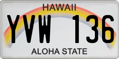 HI license plate YVW136