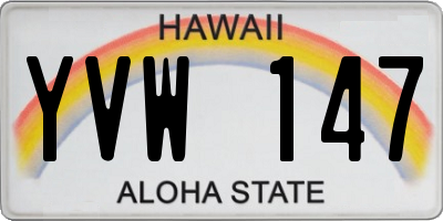 HI license plate YVW147