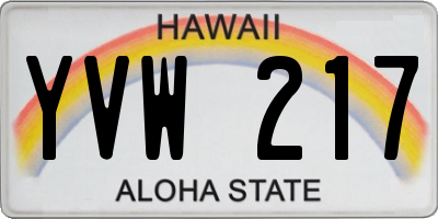HI license plate YVW217