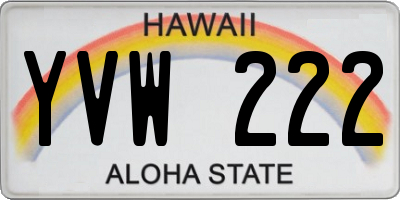 HI license plate YVW222