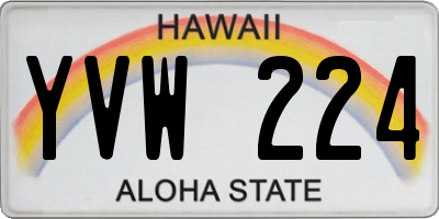HI license plate YVW224