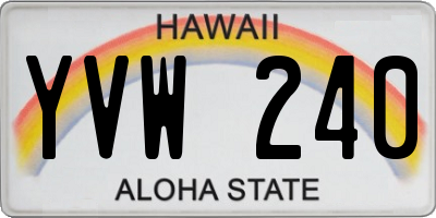 HI license plate YVW240