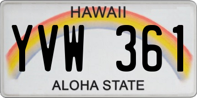 HI license plate YVW361