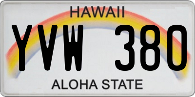 HI license plate YVW380