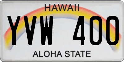 HI license plate YVW400