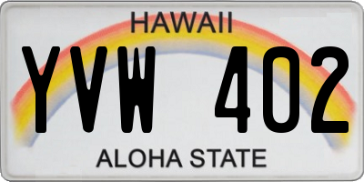 HI license plate YVW402