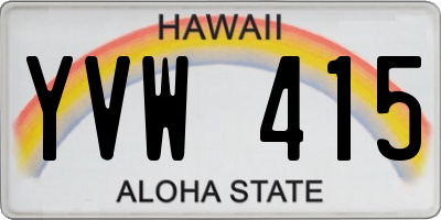 HI license plate YVW415