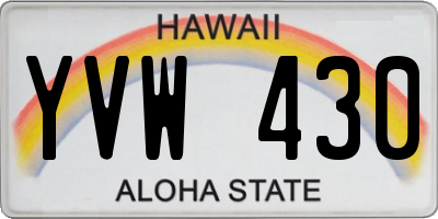 HI license plate YVW430