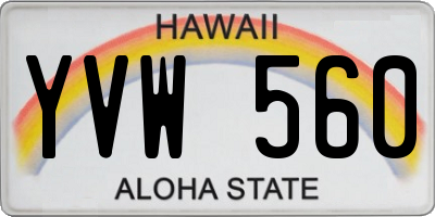 HI license plate YVW560