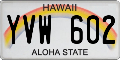 HI license plate YVW602